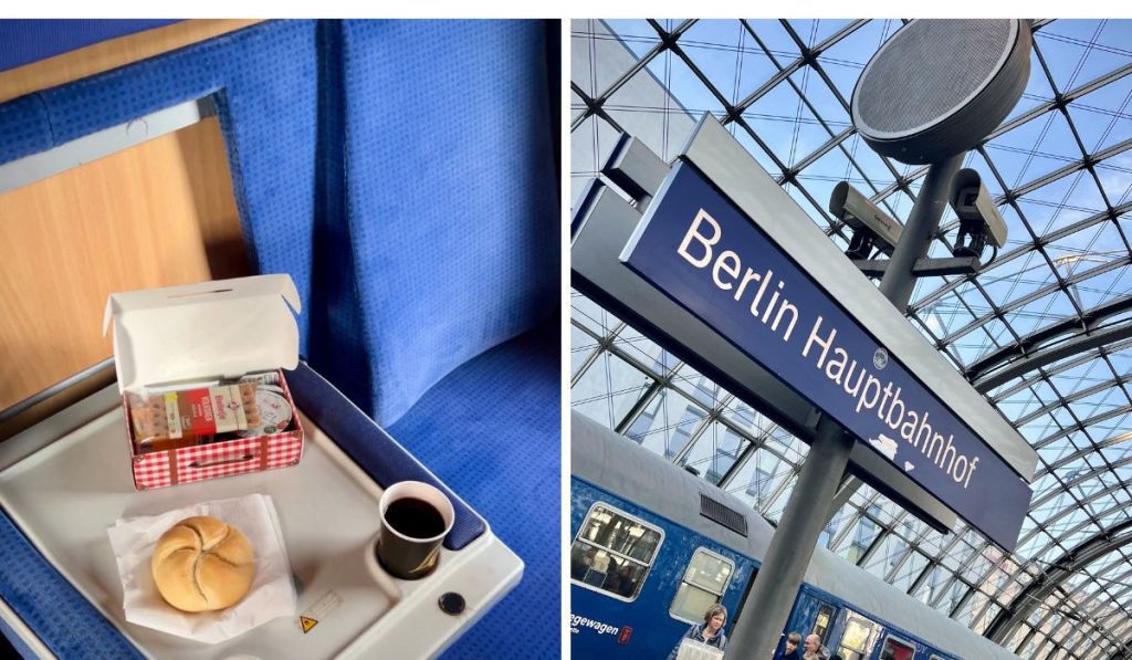 Petit déjeuner dans le train de nuit paris berlin avant l'arrivée en gare